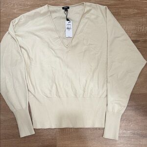 Express Cream V-Neck Sweater